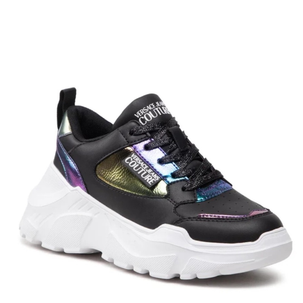 Versace Jeans Couture Black Iridescent Sneakers. Size EU 37 US 5